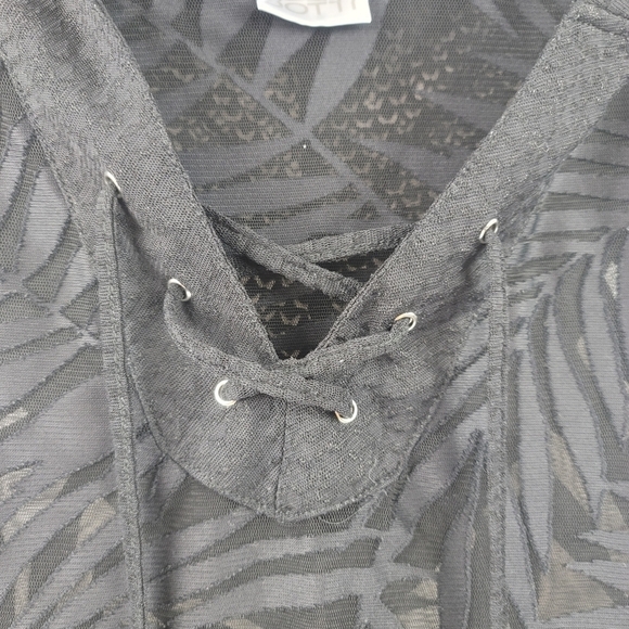 Dooti mesh palm leaf lace up sleeveless hooded swi - Picture 3 of 6